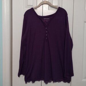 Royal Purple Woman Within Long Sleeve Top 18/20 Large